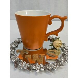 Tazo Tea Mug Matte Orange Sculptural Handle Ceramic Coffee Cup 2012